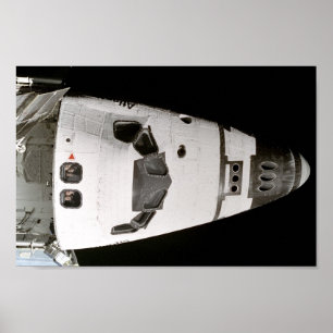 Atlantis crew looking up at Mir Space Station Poster