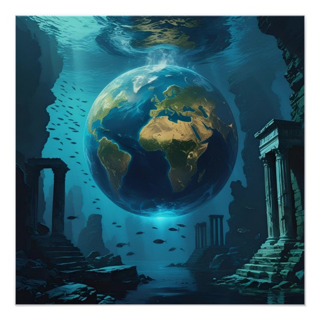 Atlantis Earth –  Underwater Ruins Poster (Front)