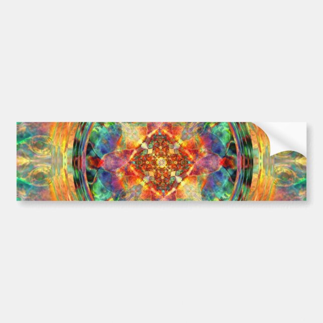 Atlantis-Inspired Rainbow Mandala Sacred Geometry Bumper Sticker (Front)