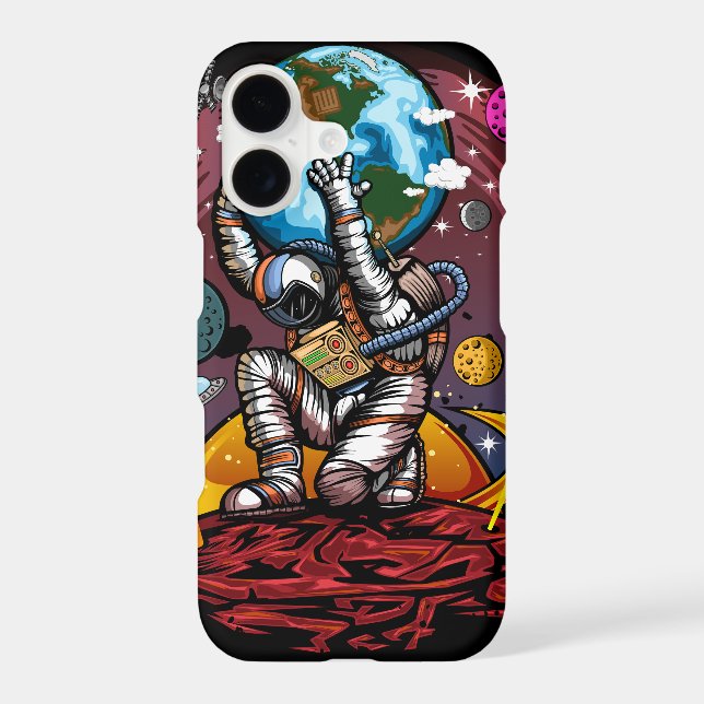 Atlas Astronaut Holding Earth Mars Cosmic Galaxy (Back)