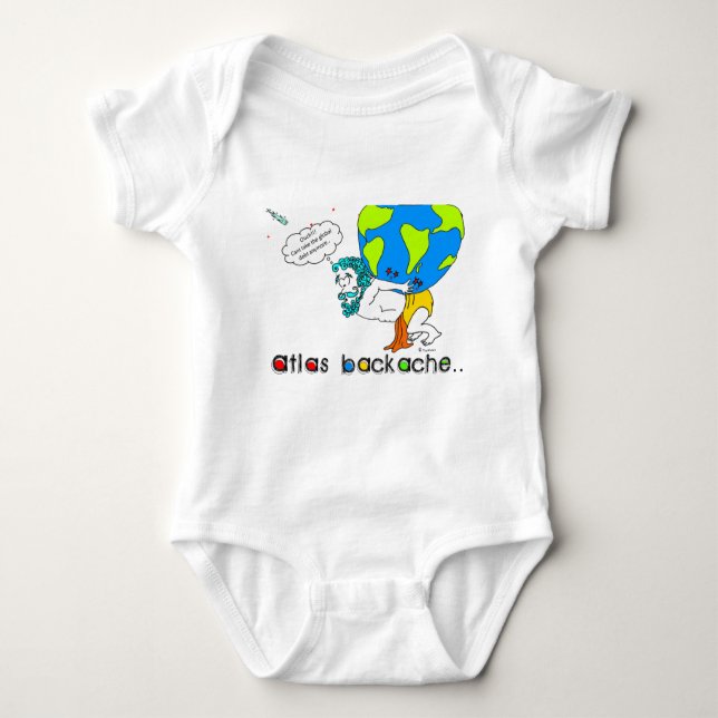 Atlas Backache-Light Background Text Baby Bodysuit (Front)