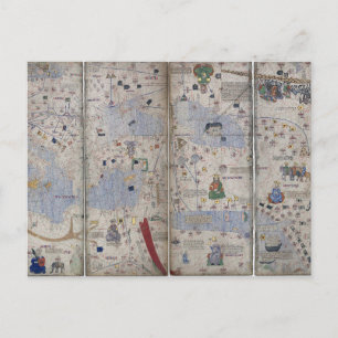 Atlas Catalan World Map 14th c. Abraham Cresques Postcard