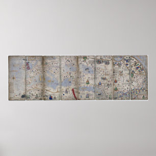 Atlas Catalan World Map 14th c. Abraham Cresques Poster