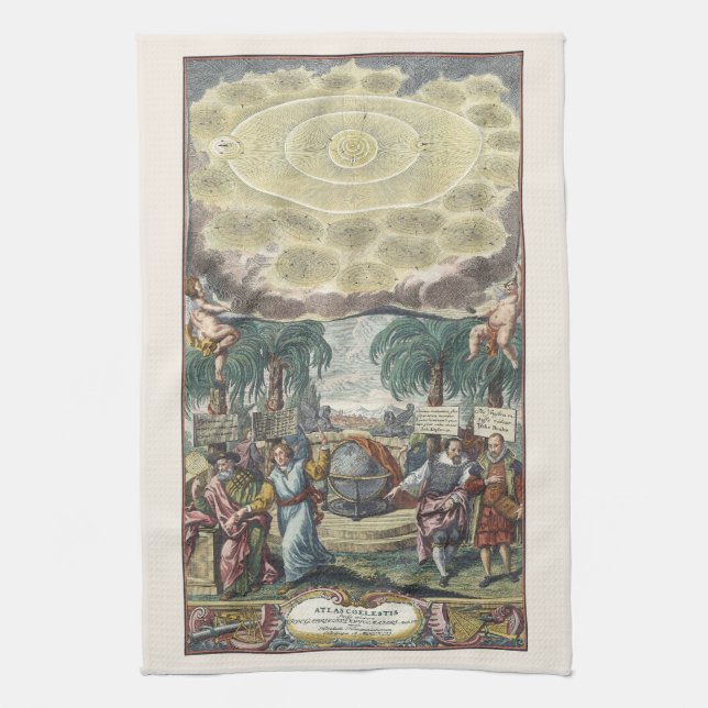 Atlas Coelestis by Doppelmaier, Vintage Astronomy Tea Towel (Vertical)
