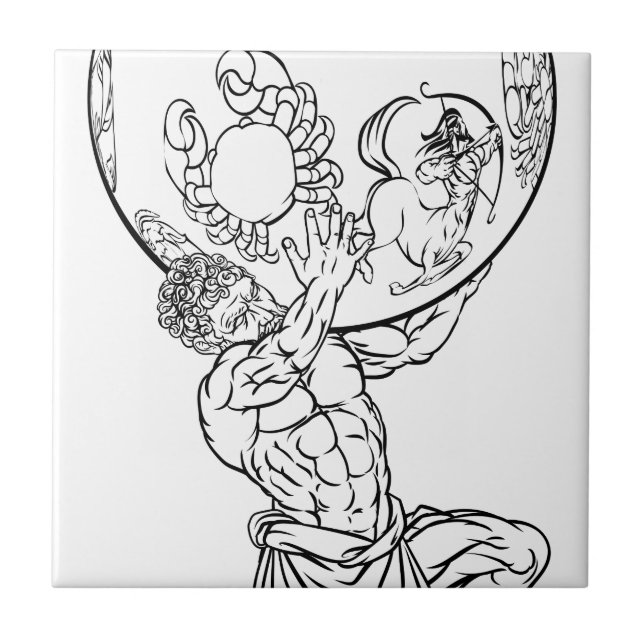 Atlas Greek Mythology Illustration Tile (Front)