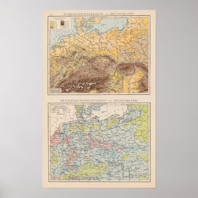 Atlas map of Central Europe Poster (Front)