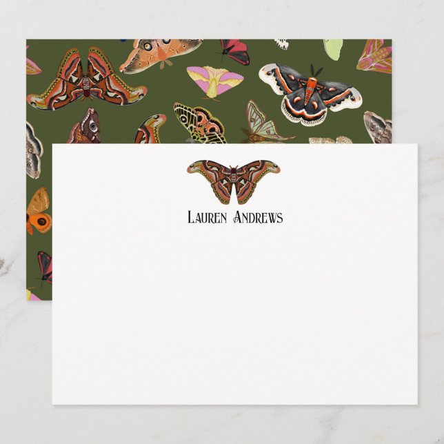 Atlas Moth Personalised Stationery Note Card (Front/Back)