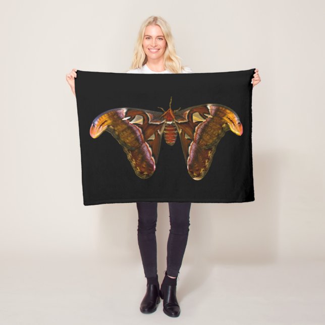 Atlas Moth - Snake Head Fleece Blanket (In Situ)