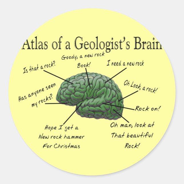Atlas of a Geologist's Brain Funny Gifts Classic Round Sticker (Front)