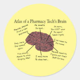 Atlas of a Pharmacy Tech's Brain  Classic Round Sticker