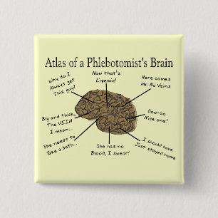 Atlas of a Phlebotomist's Brain 15 Cm Square Badge
