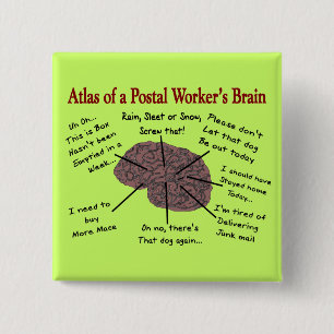 Atlas of a Postal Worker's Brain 15 Cm Square Badge