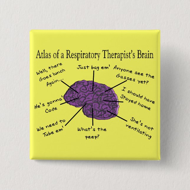 Atlas of a Respiratory Therapist's Brain 15 Cm Square Badge (Front)