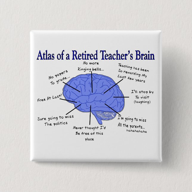 Atlas of a Retired Teacher's Brain 15 Cm Square Badge (Front)