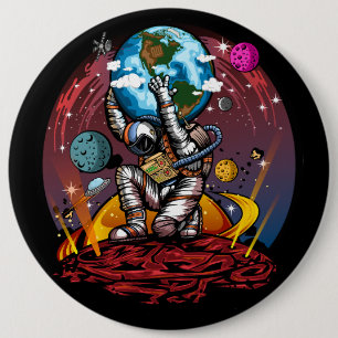Atlas Space Man 6 Cm Round Badge