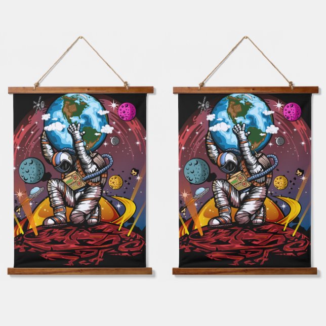 Atlas Space Man Hanging Tapestry (Double)