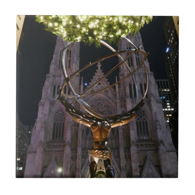 Atlas & St. Patrick's Cathedral -  Tile (Front)