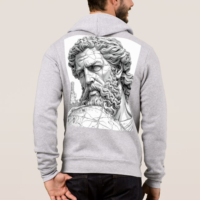 Atlas Titan Close-Up Mythology Sketch Art Hoodie (Back)