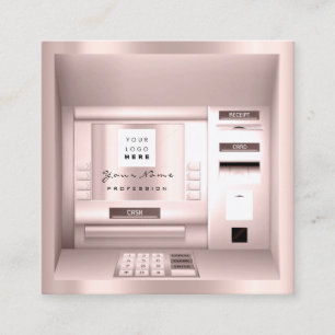 ATM Bank Consulting Money Rose Logo Company Name Square Business Card