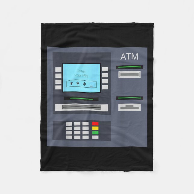 ATM Machine and Mummy Halloween Costume Fleece Blanket (Front)