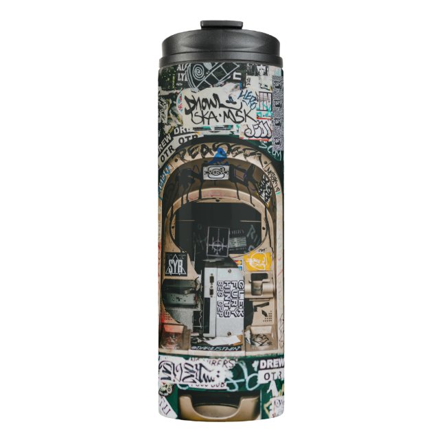 ATM MACHINE WITH GRAFFITI THERMAL TUMBLER (Front)