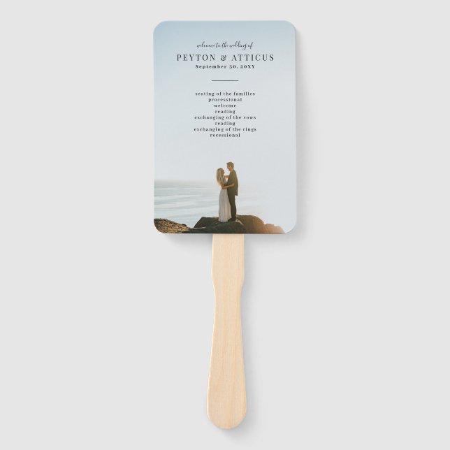 Atmosphere Photograph Wedding Program Hand Fan (Front)