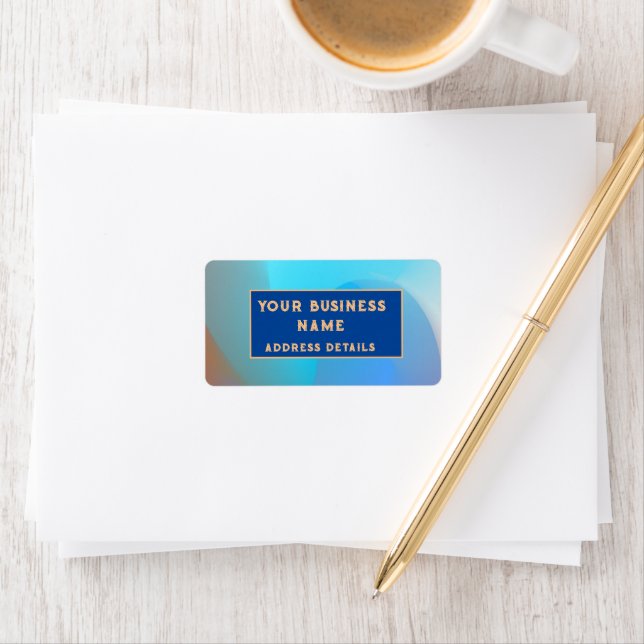 Atmospheric Aqua Blue Burnt Orange Address Label (Insitu)