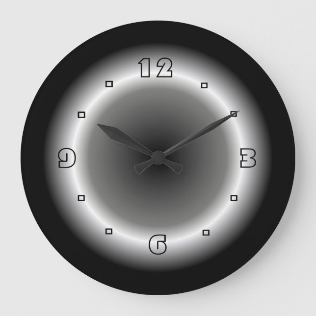 Atmospheric Black with White Halo Effect Large Clock (Front)