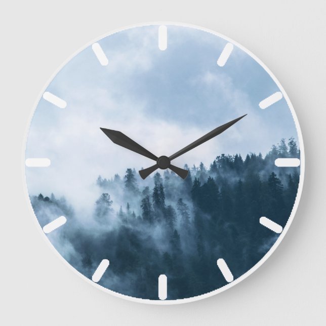 Atmospheric Fog over a Forest Large Clock (Front)