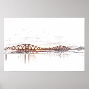Atmospheric Forth Bridge Artwork Poster