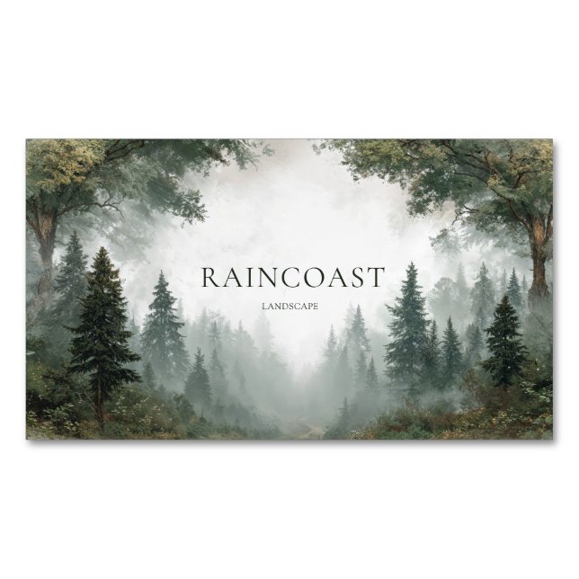 Atmospheric Misty Forest Path  Magnetic Business Card (Front)