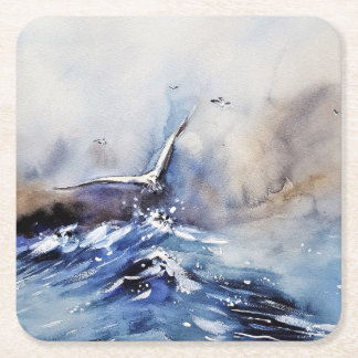 Atmospheric Ocean Storm Watercolor Art Coaster