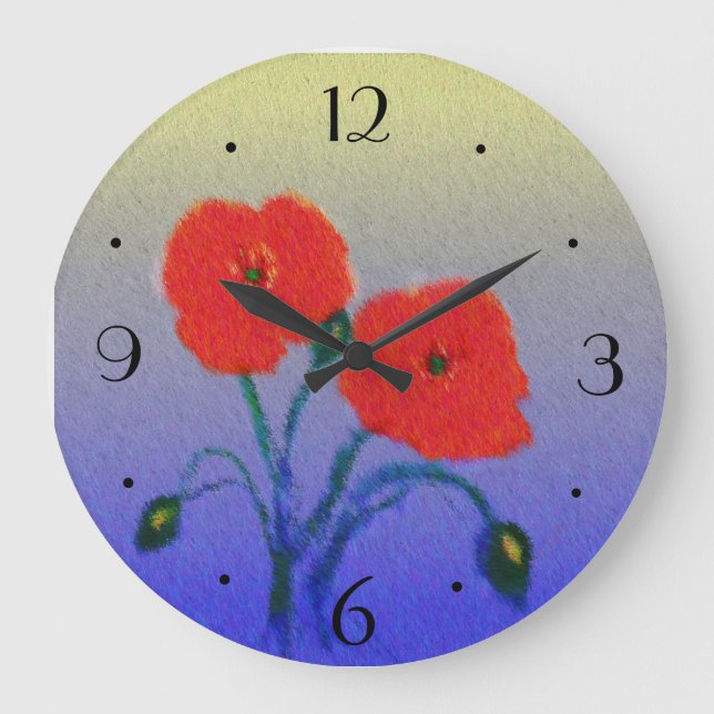 Atmospheric Poppie Flowers> Kitchen Clock (Front)