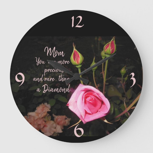 Atmospheric  Rosebuds with Text> Mothers Day Clock (Front)