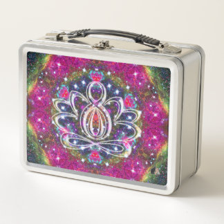 Atmospheric Zen Lotus Metal Lunch Box