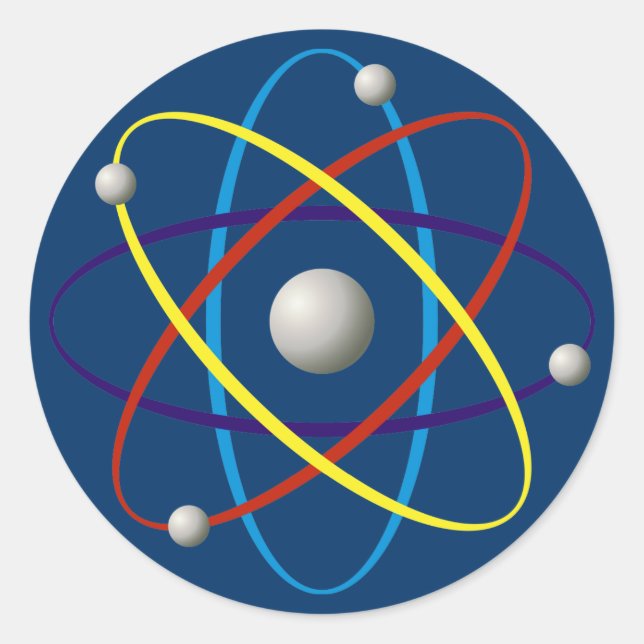 Atom (colour) classic round sticker (Front)