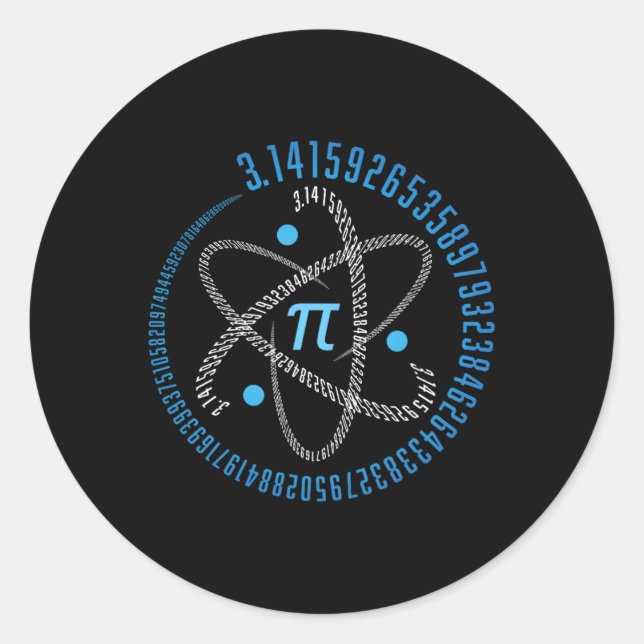 Atom Pi Math Science Stem Gift 3.14 Pi Day  Classic Round Sticker (Front)
