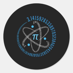 Atom Pi Math Science Stem Gift 3.14 Pi Day  Classic Round Sticker