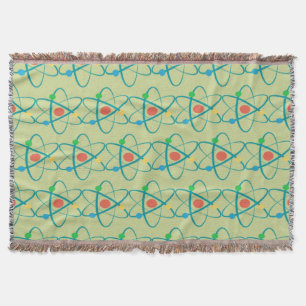 Atom Retro Protons Neutron Electrons Science Lover Throw Blanket