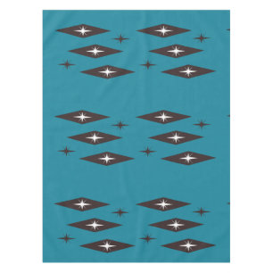 Atomic 1950’s Diamonds Pattern Teal Tablecloth