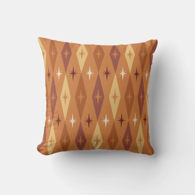 Atomic 1950’s Diamonds Stars Orange Cushion (Front)