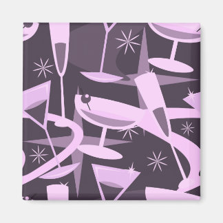 Atomic 50s Retro Martini Cocktail Pattern Magnet