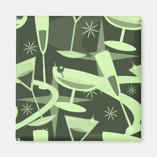 Atomic 50s Retro Martini Cocktail Pattern Magnet