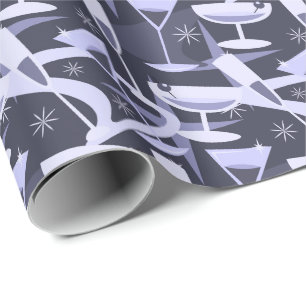 Atomic 50s Retro Martini Cocktail Pattern Wrapping Paper