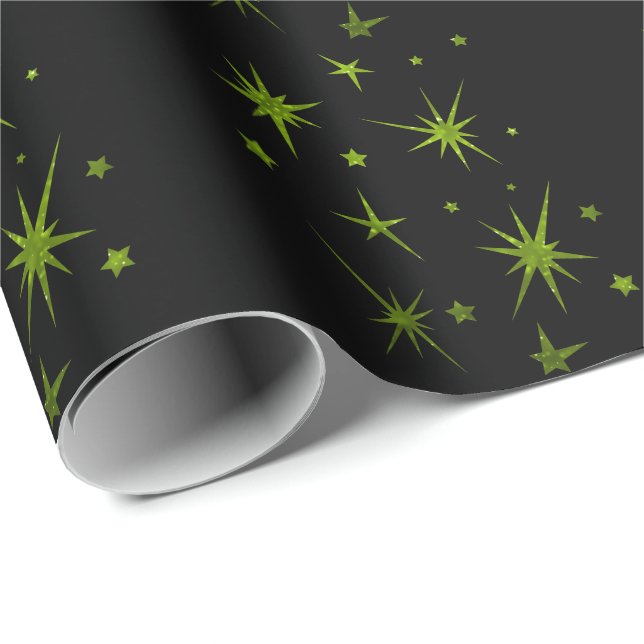 Atomic 50s Retro Sparkles & Stars Pattern Wrapping Paper (Roll Corner)