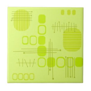 Atomic Abstract Barkcloth Chartreuse Tile