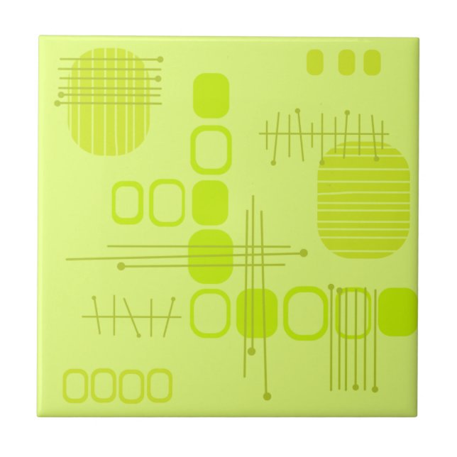 Atomic Abstract Barkcloth Chartreuse Tile (Front)