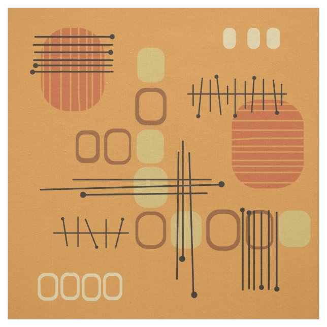 Atomic Abstract Barkcloth Ochre Fabric (Swatch)
