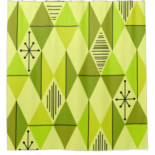 Atomic Age Art Diamonds Chartreuse Shower Curtain