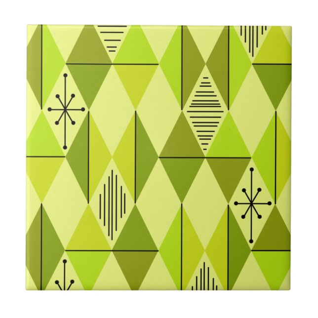 Atomic Age Art Diamonds Chartreuse Tile (Front)